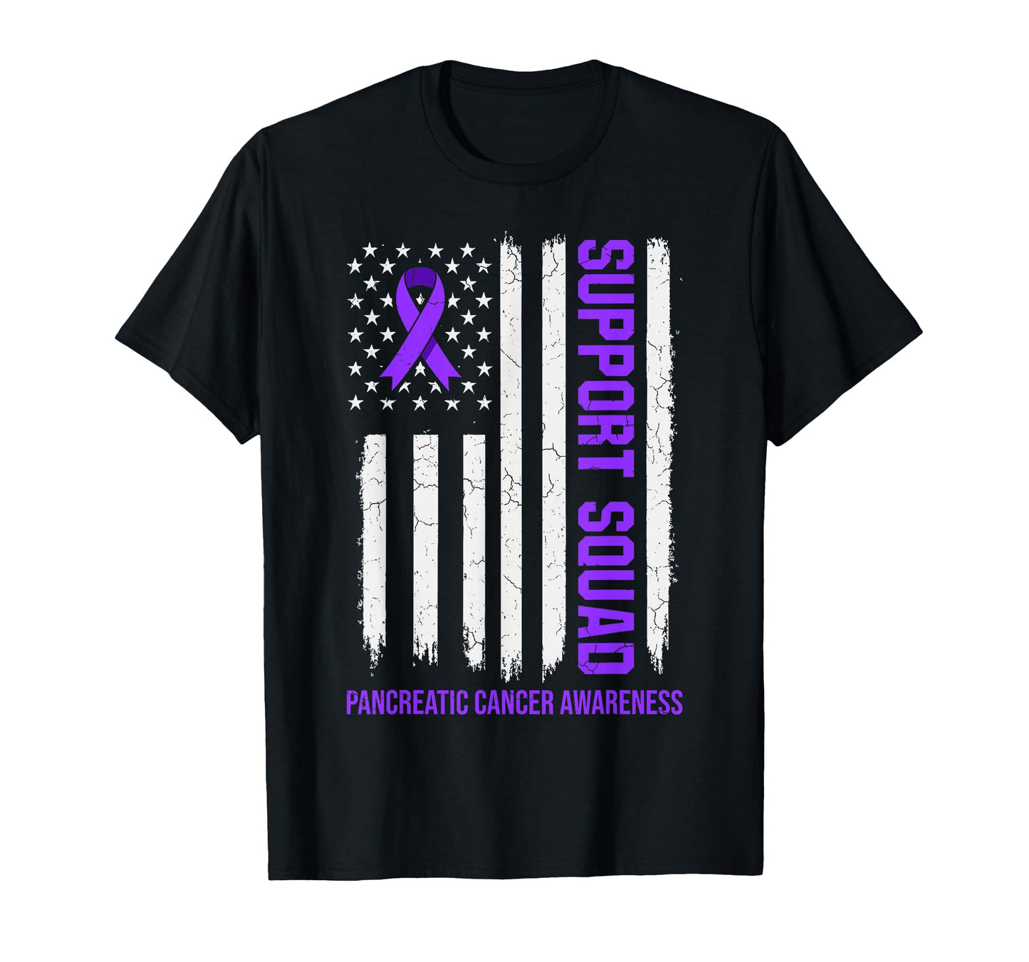 Support Squad USA Flag Pancreatic Cancer Month Awareness T-Shirt