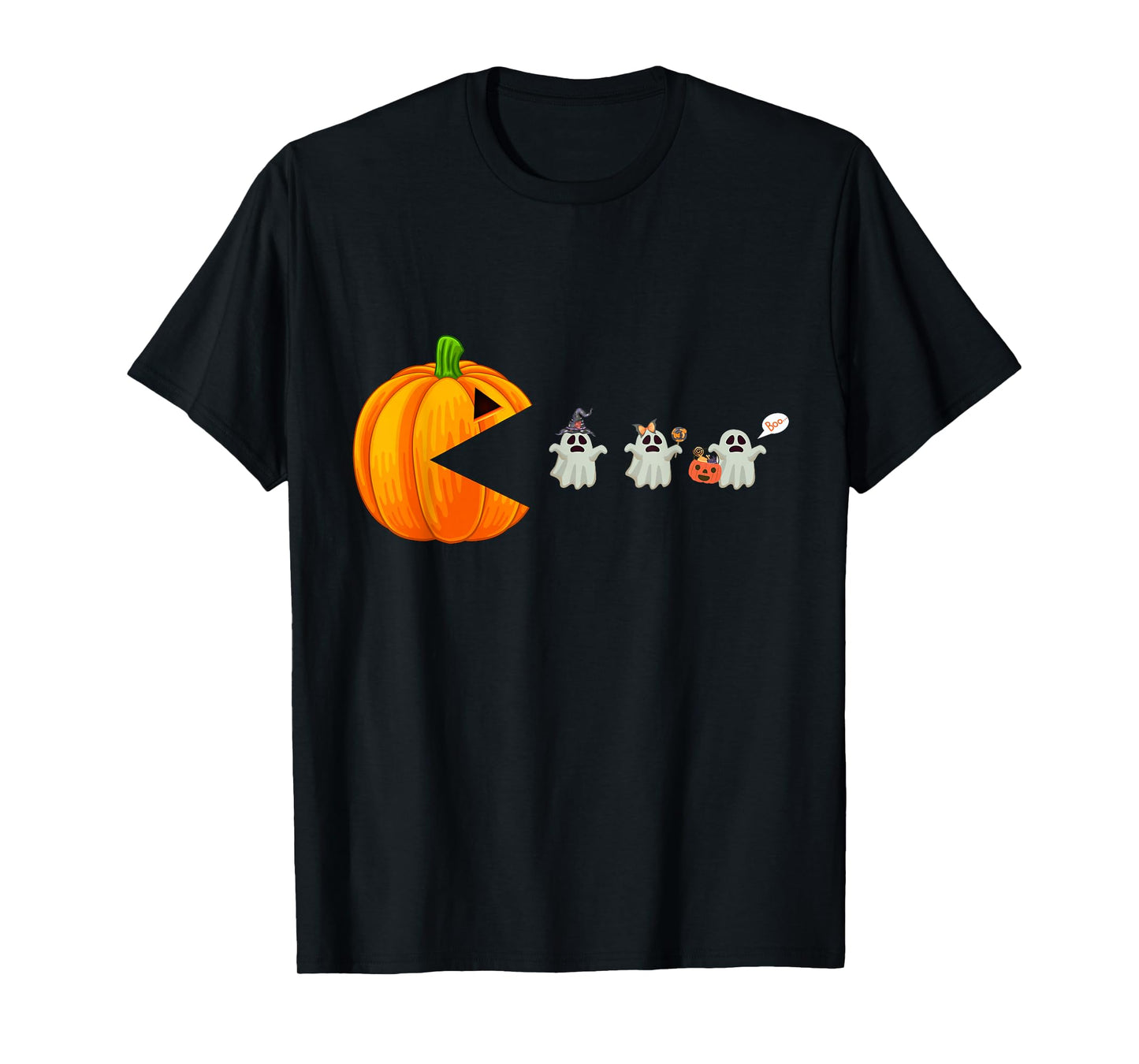 Halloween Gamer Pumpkin Eating Ghost Costume Men Boys Kids T-Shirt
