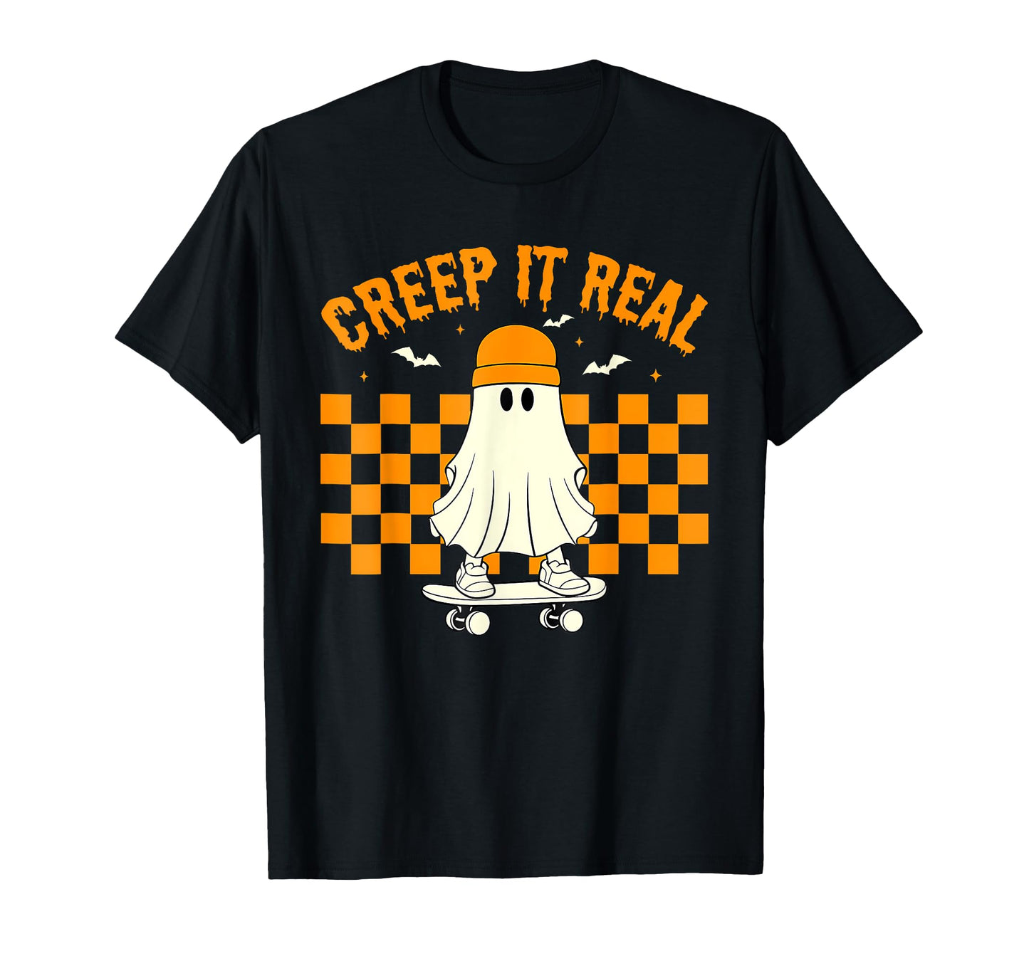 Creep It Real Ghost Skater Halloween Costume Men Boys Kids T-Shirt