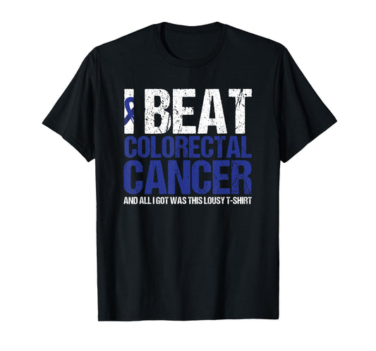 Colorectal Cancer Survivor Gifts I Beat Colon Cancer Blue T-Shirt