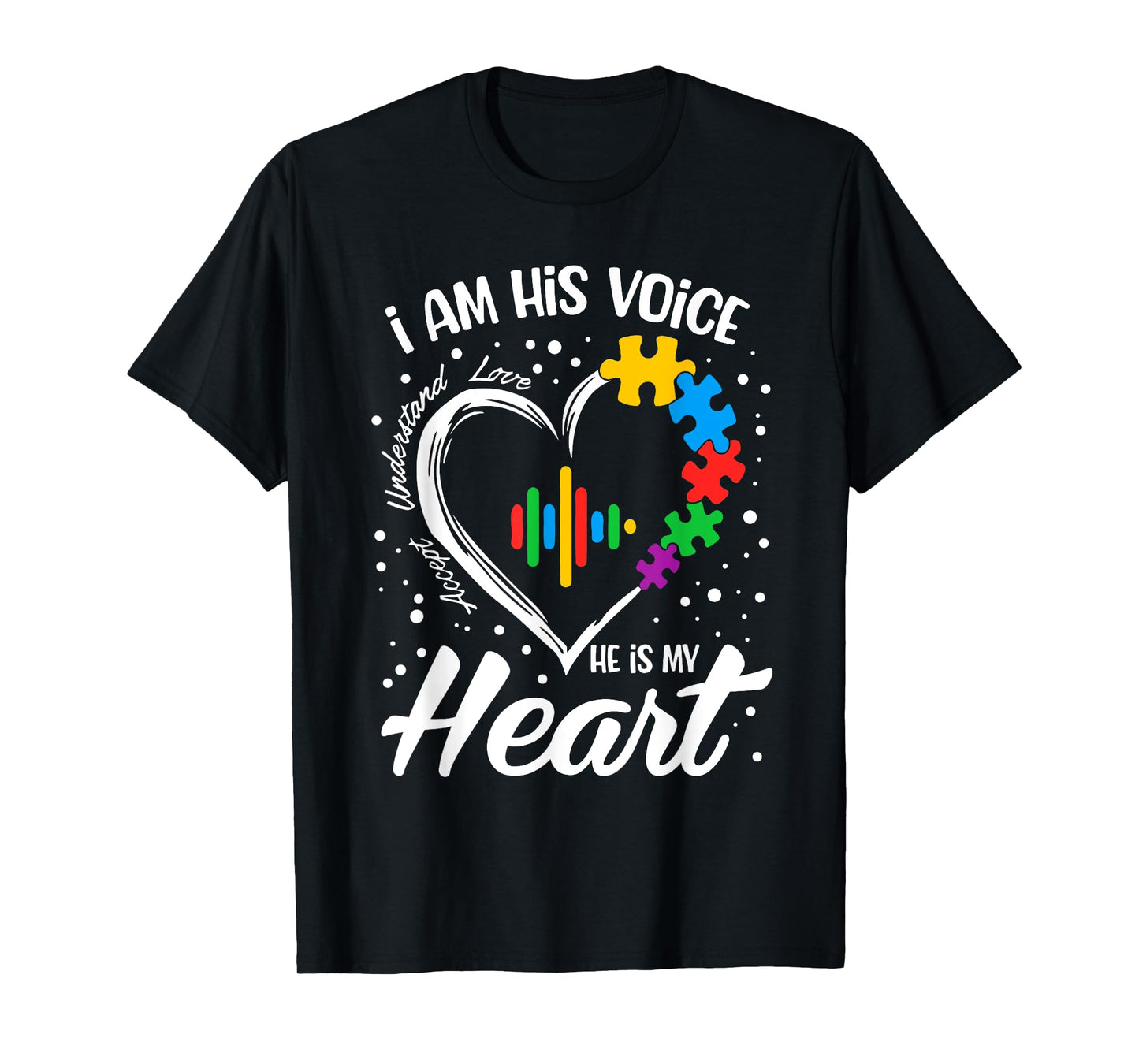 Autism Awareness Mom Shirt I Am His Voice He Is My Heart T-Shirt