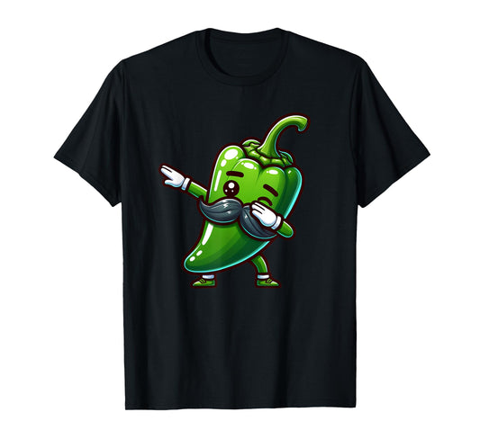 Dabbing Jalapeno Pepper Mustache Cinco de Mayo Boy Girl Kids T-Shirt