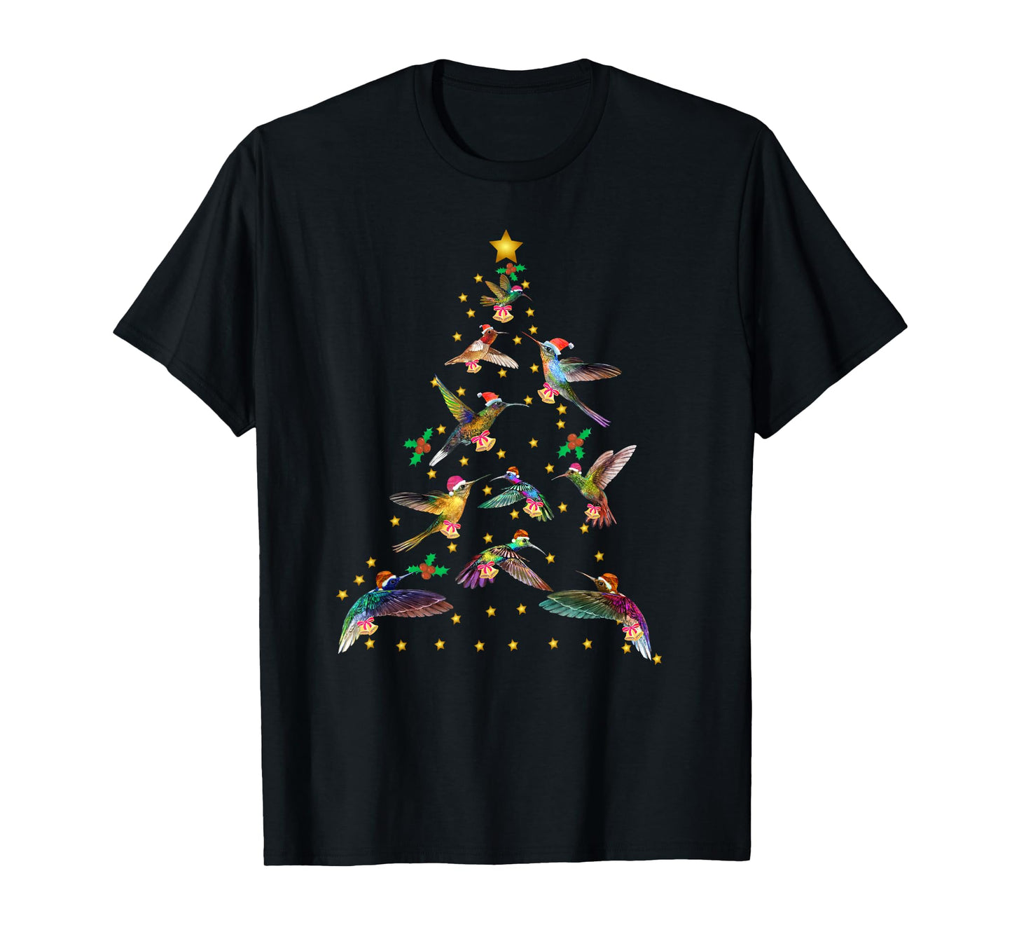 Watercolor Hummingbird Christmas Tree for Bird Lover T-Shirt