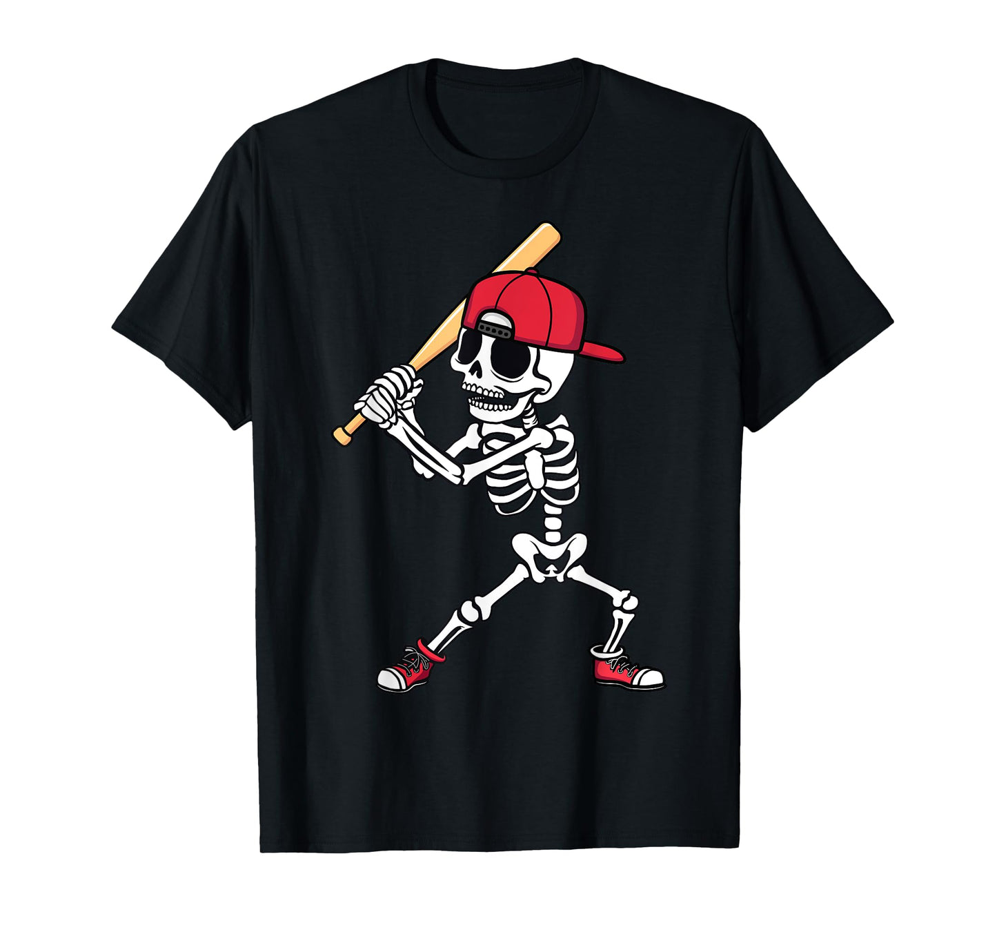 Baseball Skeleton Halloween Funny Baseball Player Men Boys T-Shirt