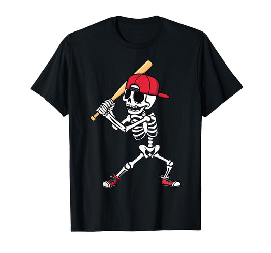 Baseball Skeleton Halloween Funny Baseball Player Men Boys T-Shirt