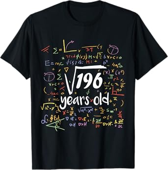 Square Root Of 196 - 14th Birthday 14 Year Old Math Bday T-Shirt