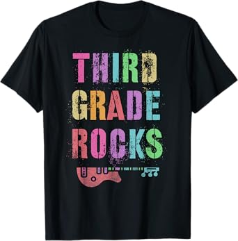 3rd GRADE ROCKS Testing Teacher Rockstar Team Third Grader Men Women Girls Kids T-Shirt