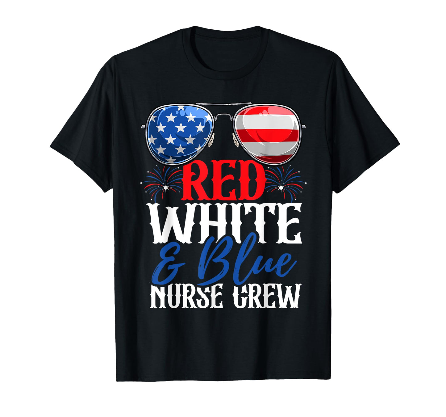 Red White And Blue Nurse Crew 4th Of July American Flag T-Shirt