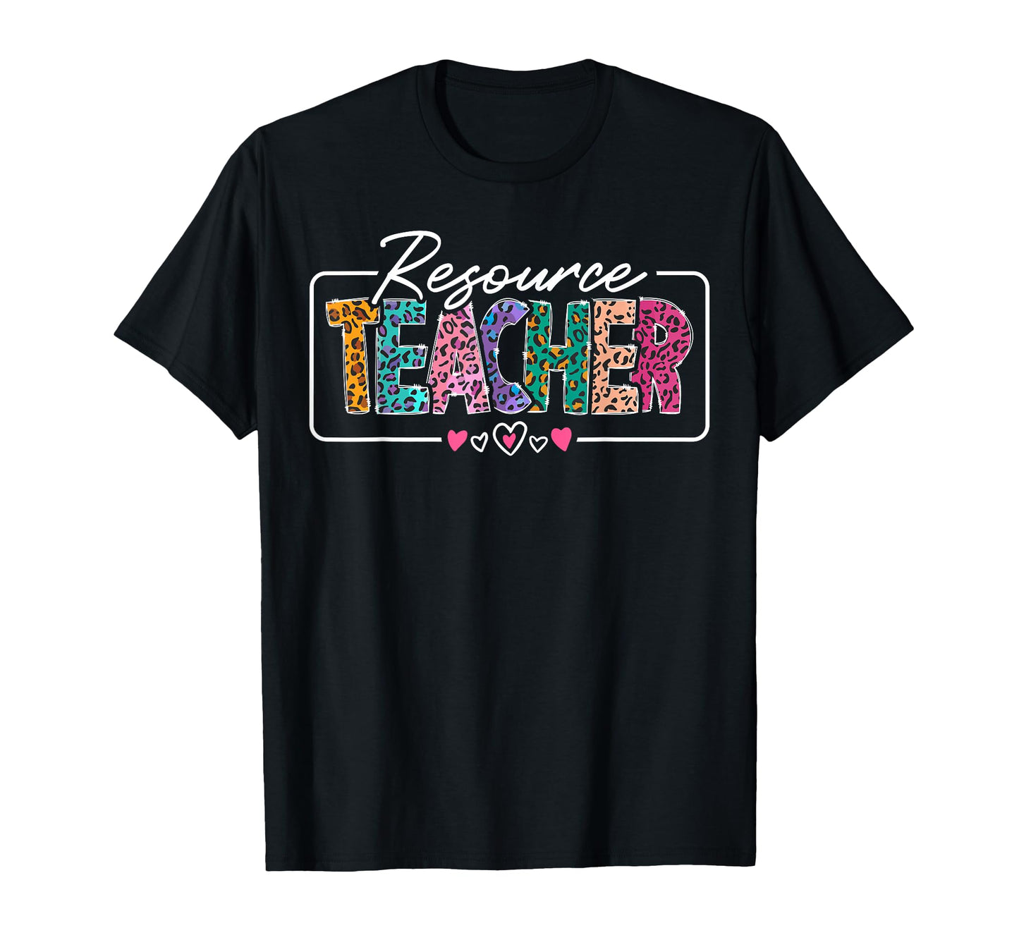 Resource Teacher Appreciation Heart Leopard T-Shirt for Men Women
