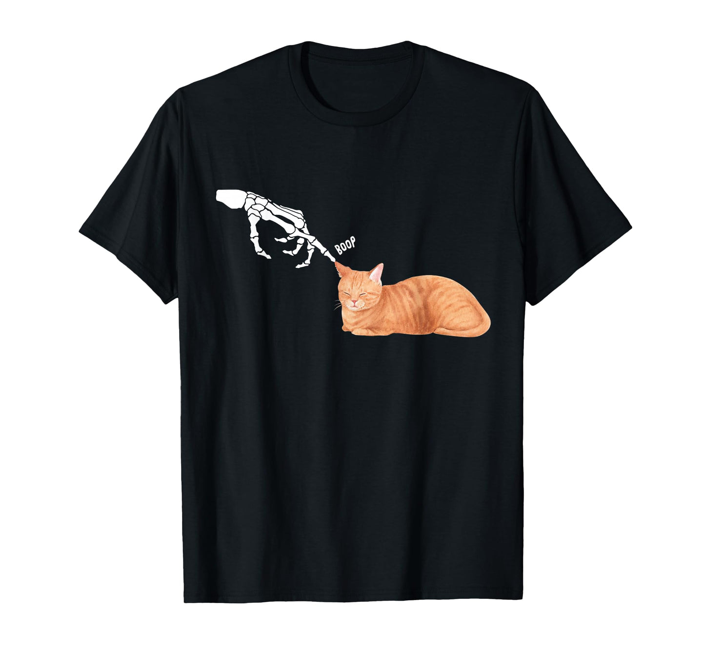 Cute Orange Cat Halloween Hand Skeleton Spooky Season Boop T-Shirt