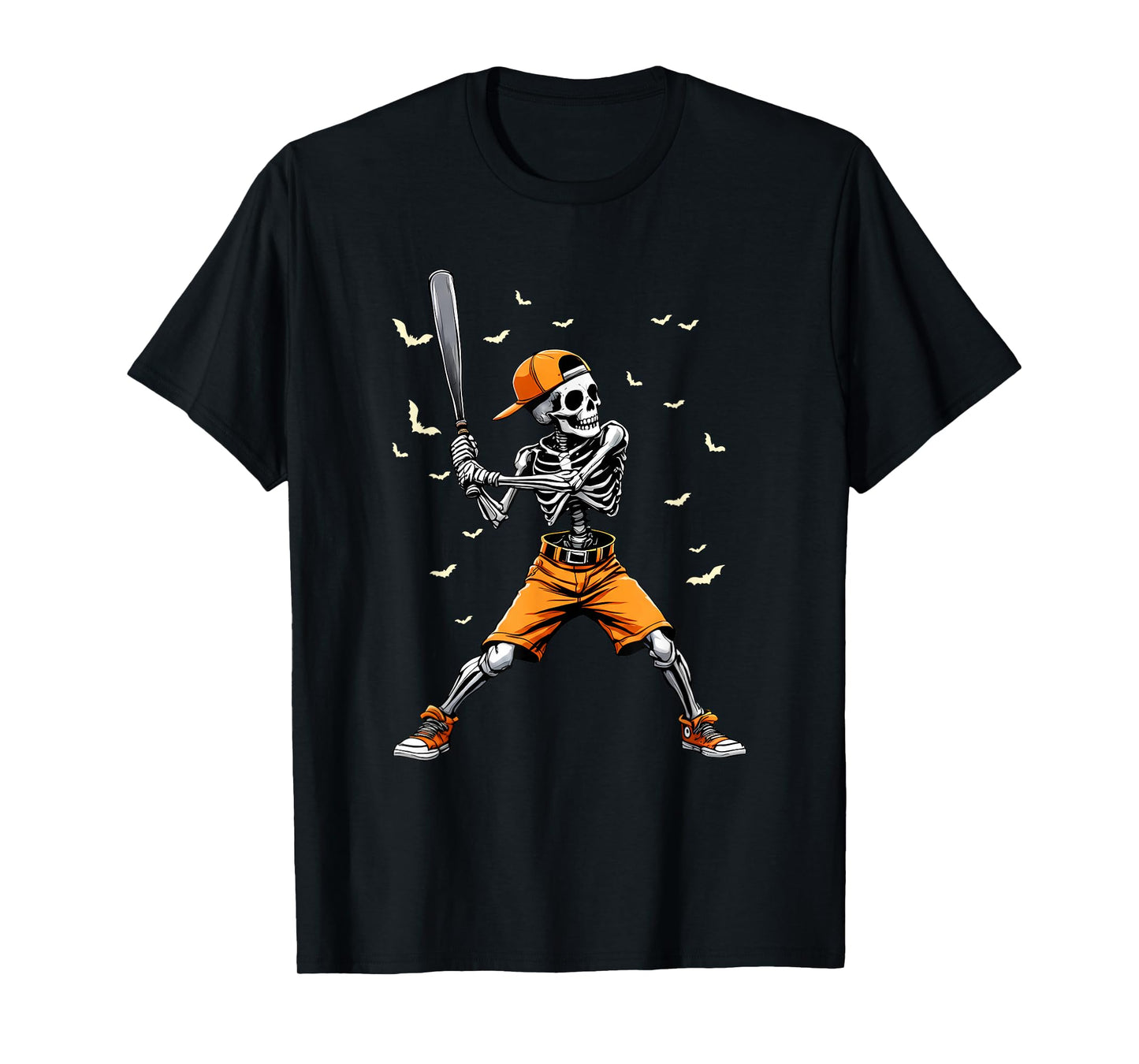 Funny Spooky Skeleton Baseball Tee | Boys & Kids Halloween T-Shirt