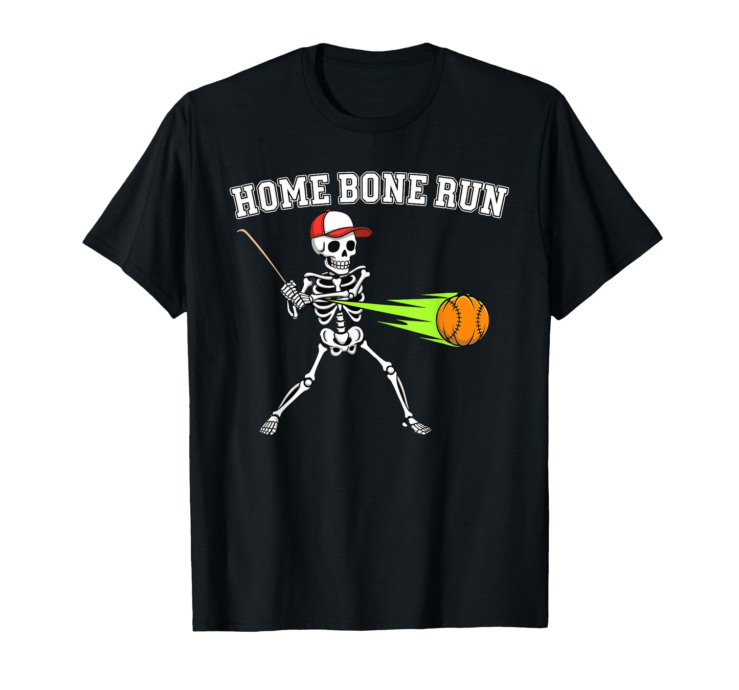 Home Bone Run Skeleton Baseball Pumpkin Halloween T-Shirt
