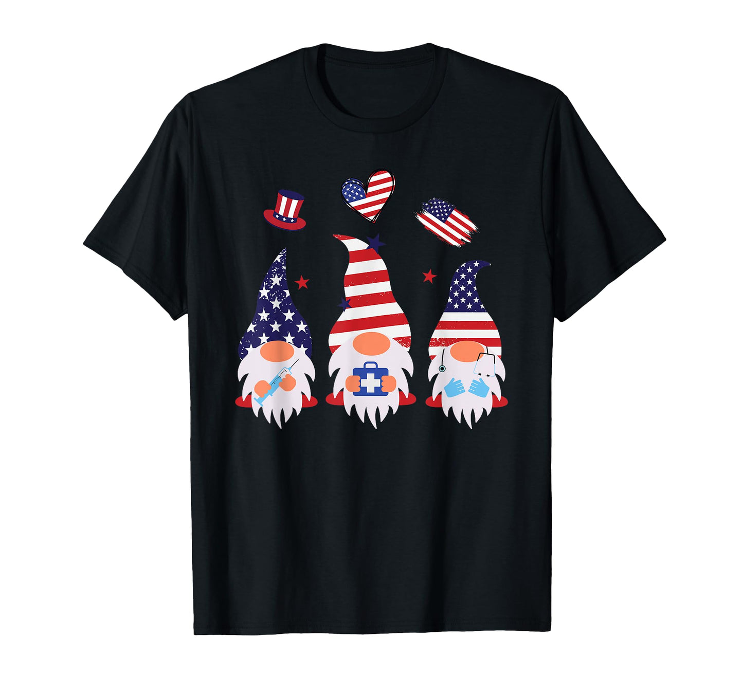American Gnomes Nurse 4th Of July Scrub Top Patriot Women T-Shirt