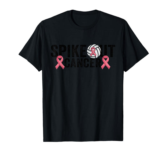 Spike Out Cancer Volleyball Breast Cancer Awareness T-Shirt