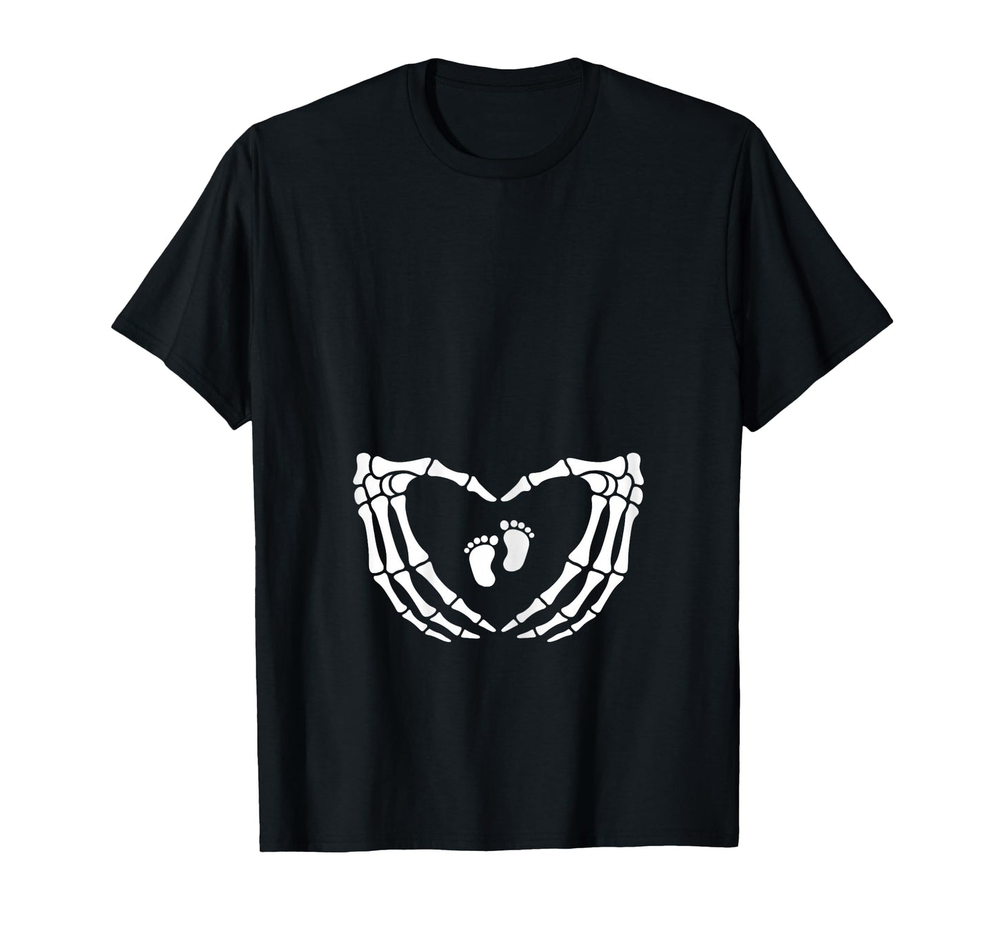 Skeleton Hand Pregnant Mom Halloween Pregnancy Announcement T-Shirt