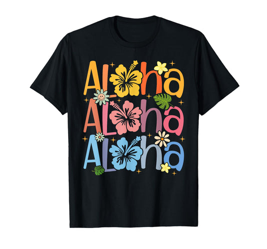 Cute Aloha Hawaiian Summer Vacation Shaka Hibiscus Kids Girl T-Shirt
