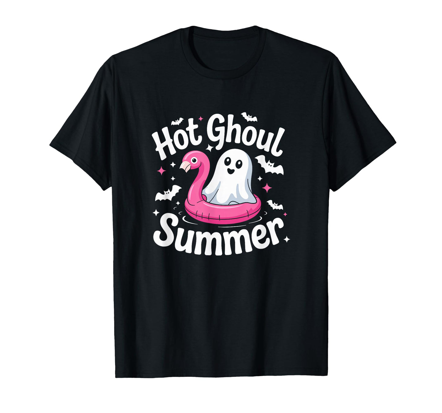 Hot Ghoul Summer Flamingo Ghost Summerween T-Shirt