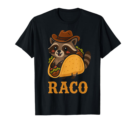 Cowboy Raccoon Taco Lover Kawaii Western Funny Raccoon T-Shirt