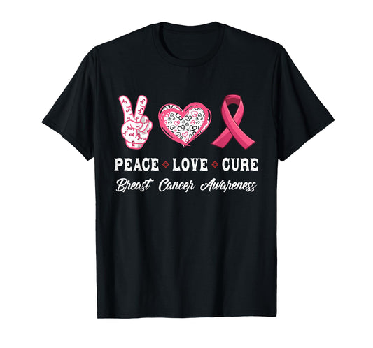 Peace Love cure Breast Cancer awareness men women T-Shirt