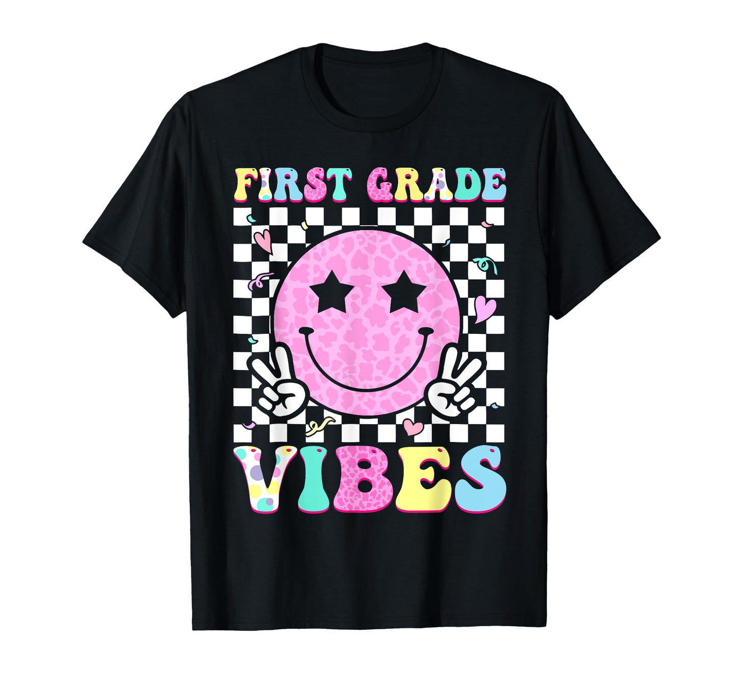 First Grade Vibes Groovy Back to School 1st Grade Girls Kids T-Shirt