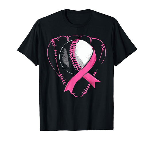 Baseball Breast Cancer Awareness Month Pink Ribbon T-Shirt
