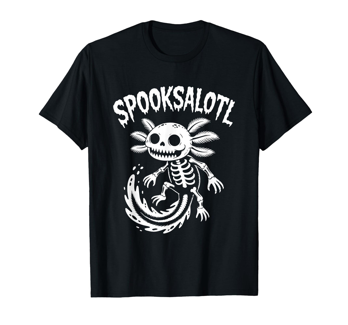 Spooksalotl Cute Pink Axolotl Skeleton Halloween T-Shirt
