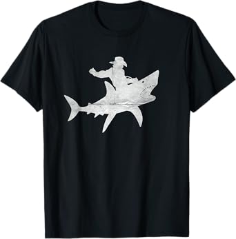 Cowboy Riding a Shark Distressed T-Shirt