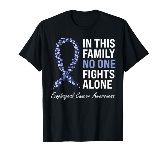 Esophageal Cancer Awareness Gifts Co. Purple Periwinkle Ribbon Cancer Awareness T-Shirt for Women - Black, Short Sleeve, Crew Neck, Classic Fit, Pull On, Small