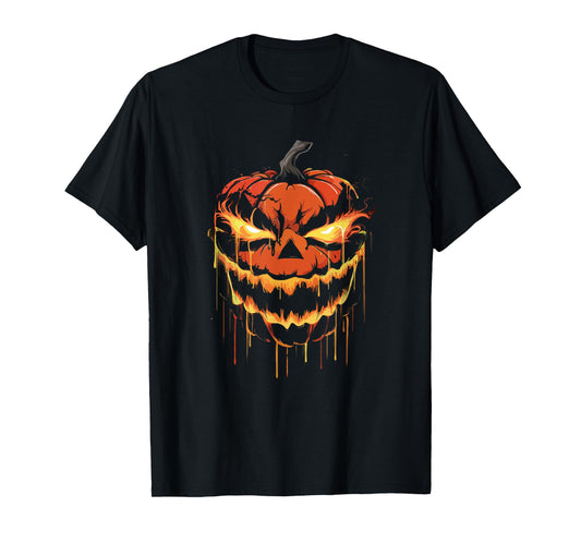 Scary Halloween Pumpkin Face Paint Drip spooky Jackolantern T-Shirt
