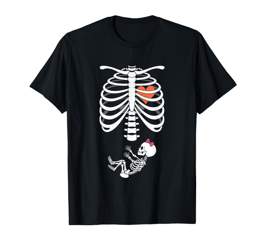 Baby Shower Skeleton Halloween Pregnancy Annoucement Girls T-Shirt