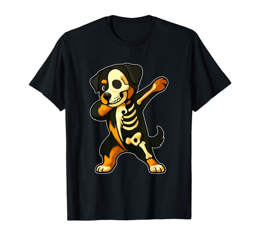 Dabbing Greater Swiss Mountain Half Skeleton Halloween Owner T-Shirt