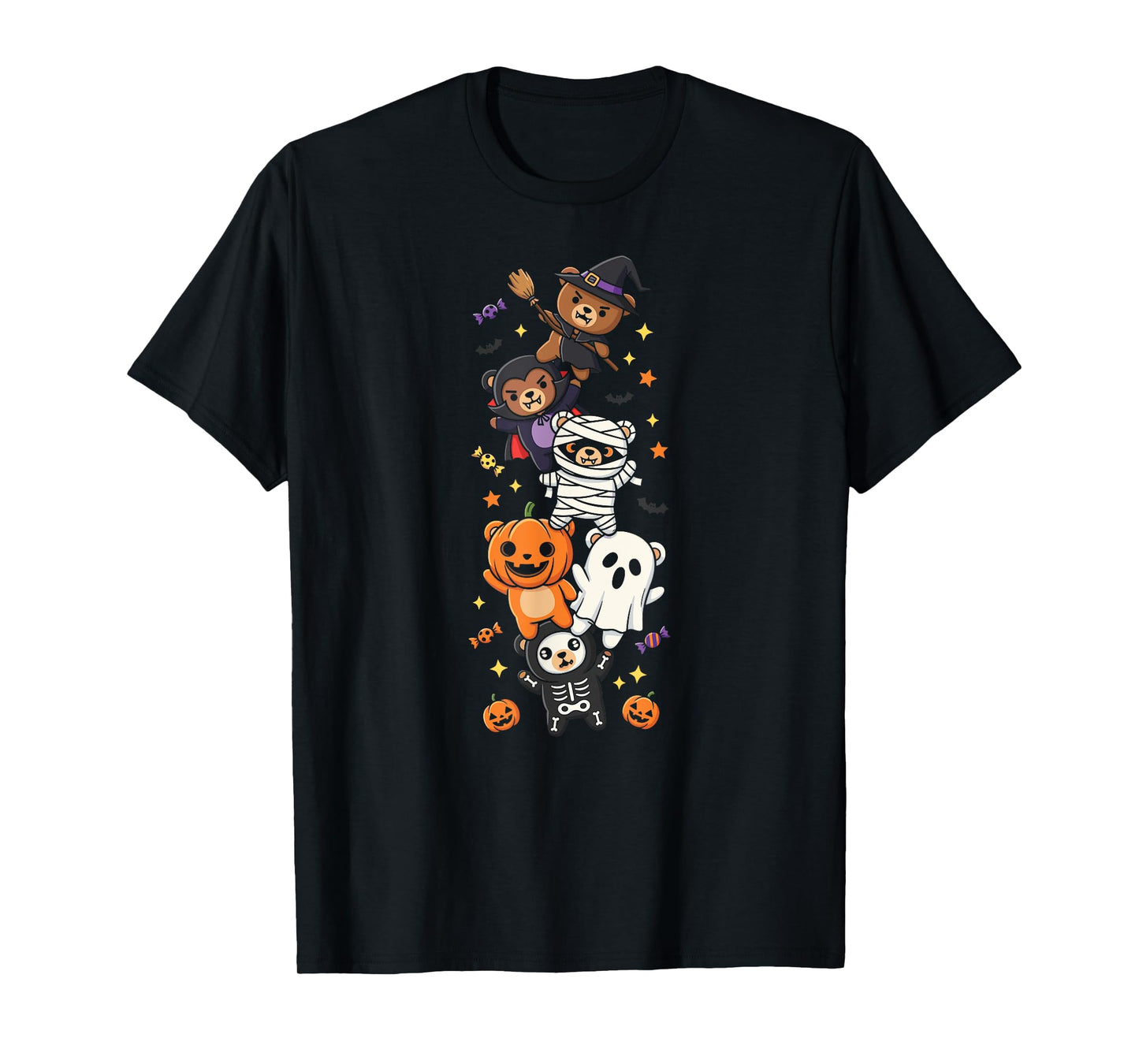 Funny Bear Witch Vampire Ghost Halloween Kids Mens Womens T-Shirt