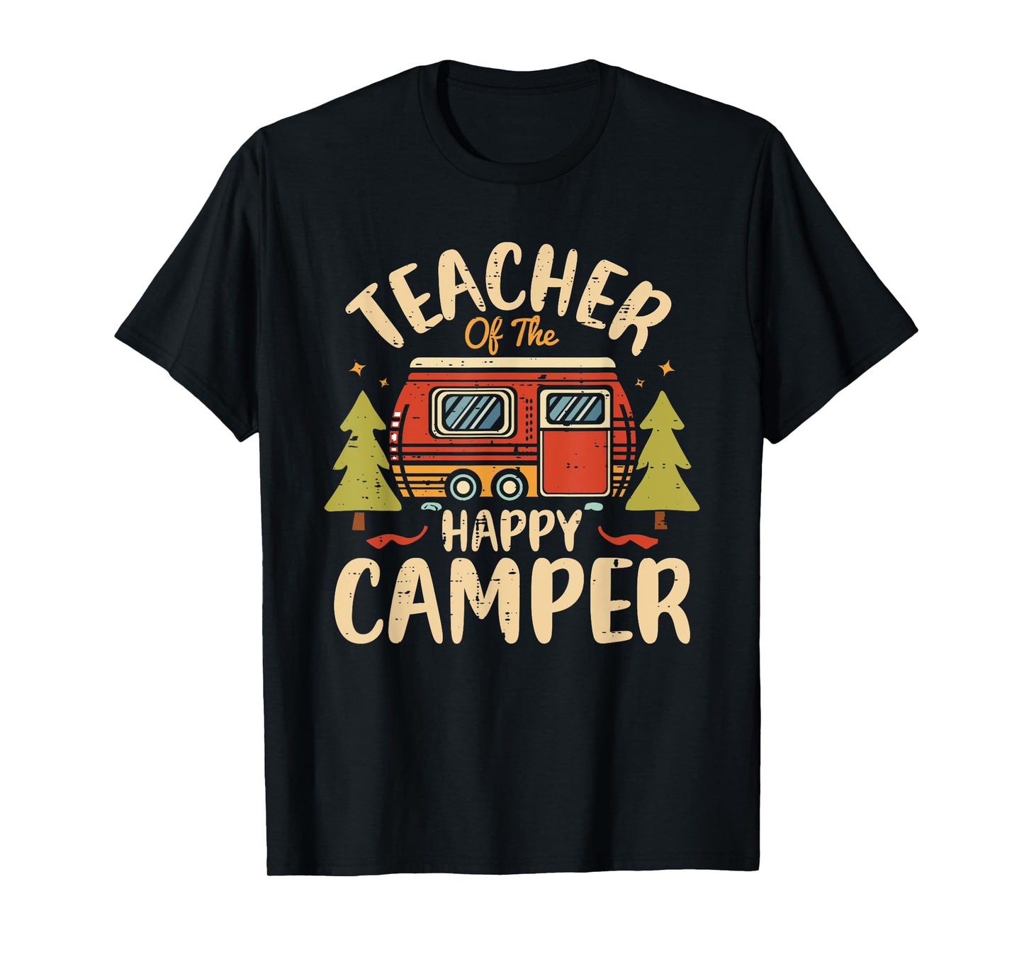 Teacher of Happy Camper 1st Birthday Party Retro Teacher T-Shirt