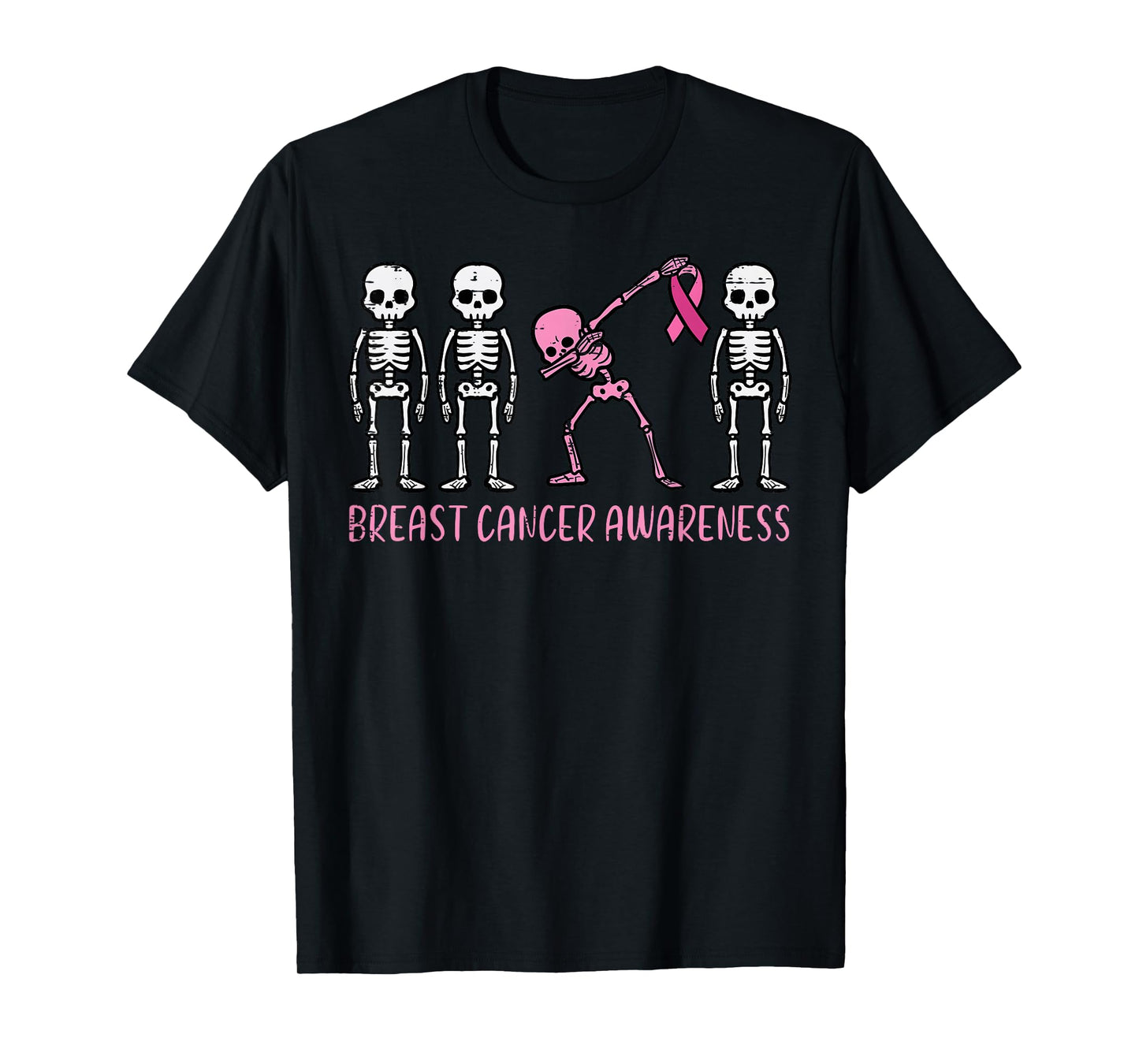Breast Cancer Awareness Skeleton Dab Support Women Kids Men T-Shirt