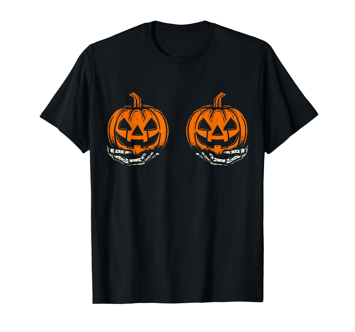 Cute Funny Halloween Skeleton Hand Pumpkin Grin for Women T-Shirt