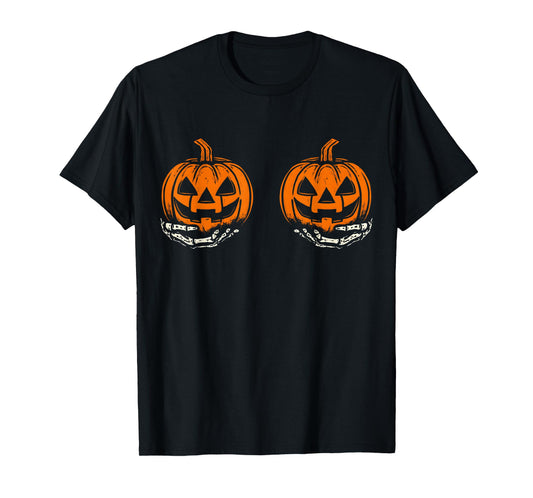 Cute Funny Halloween Skeleton Hand Pumpkin Grin for Women T-Shirt