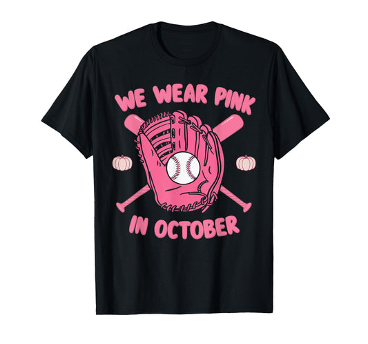 Baseball Breast Cancer Awareness Month Pink Ribbon T-Shirt