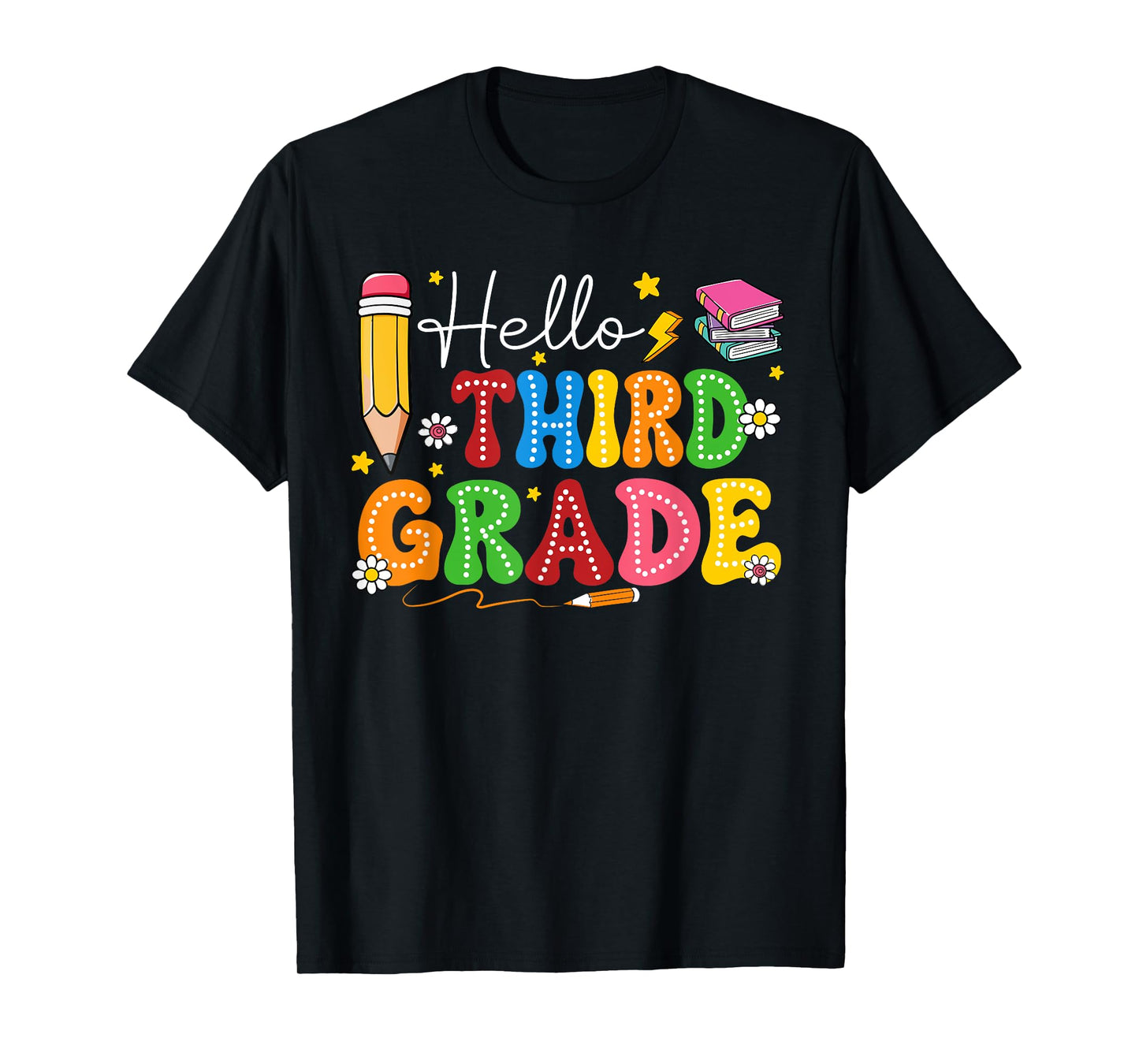 Groovy Hello Third Grade Teacher Kids First Day Of School T-Shirt