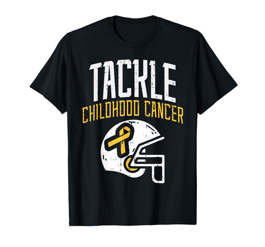 Tackle Childhood Cancer Helmet Ribbon Awareness Support T-Shirt