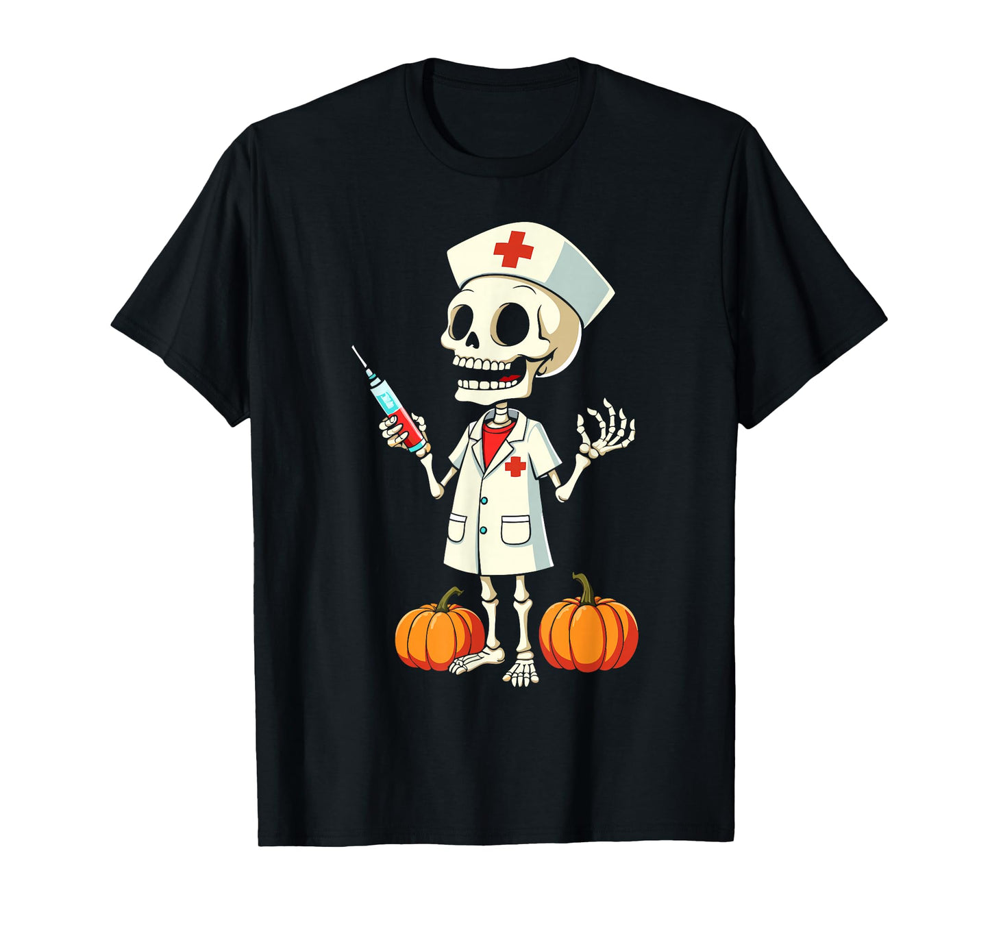 Funny Skeleton Nurse Halloween Costume for Work T-Shirt