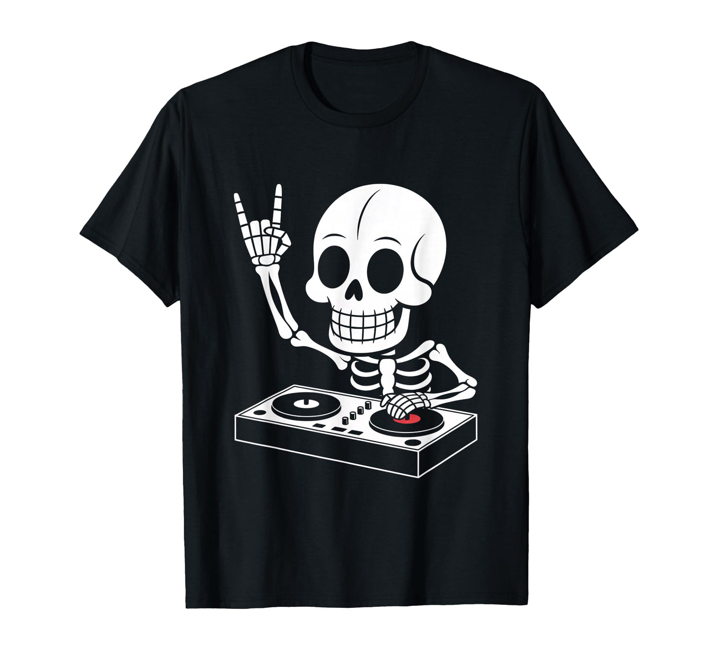 Skeleton DJ on Turntables EDM Synthesizer Rave Music Ghost T-Shirt