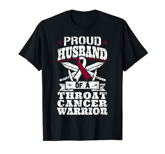 Proud Husband Of A Throat Cancer Warrior Awareness Ribbon T-Shirt