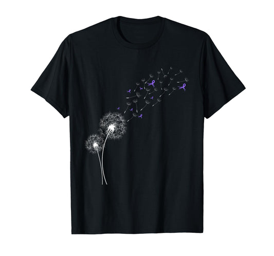 Dandelion Purple Ribbon Pancreatic Cancer Awareness T-Shirt