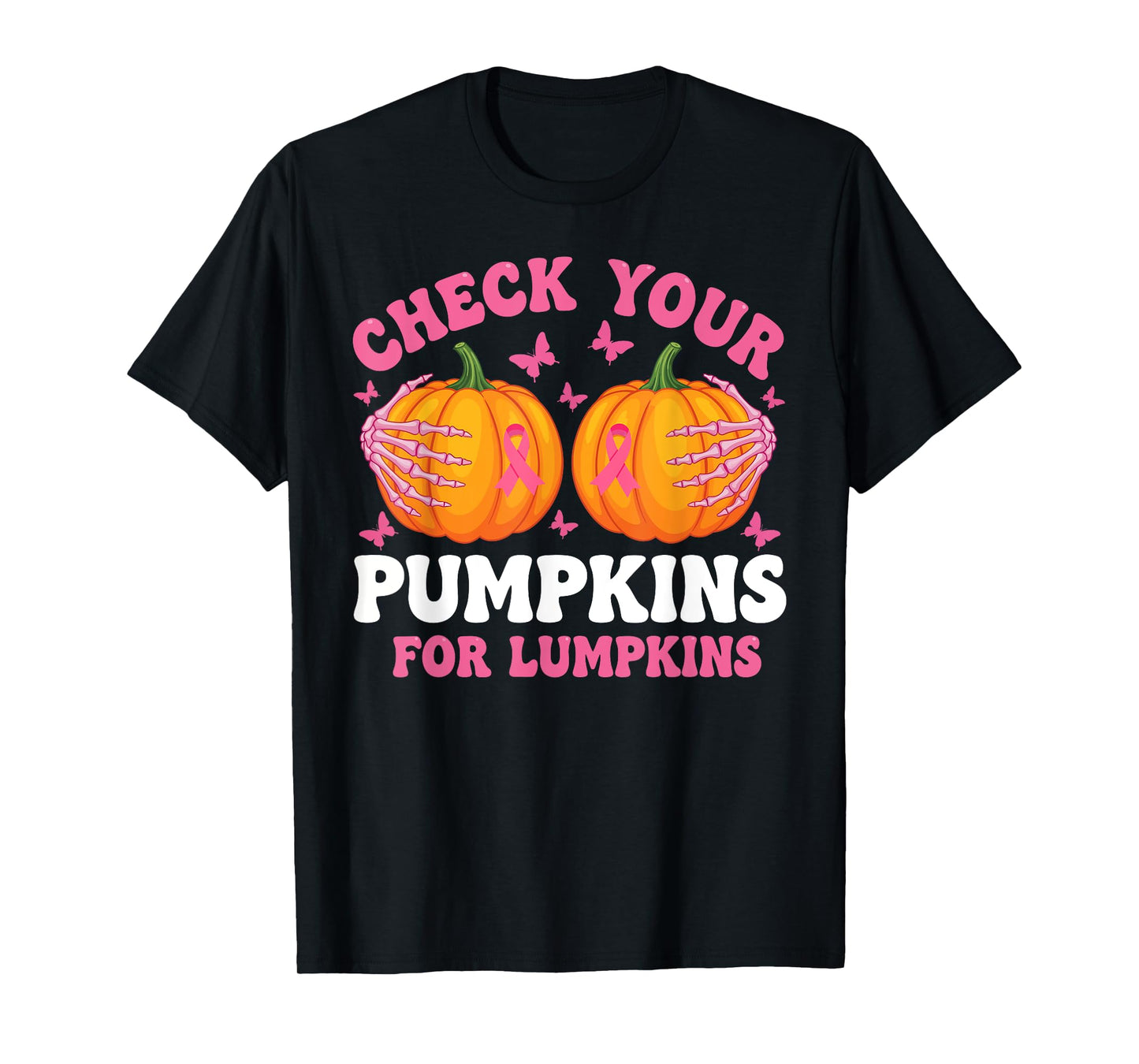 Check Your Pumpkins Women Breast Cancer Awareness Halloween T-Shirt