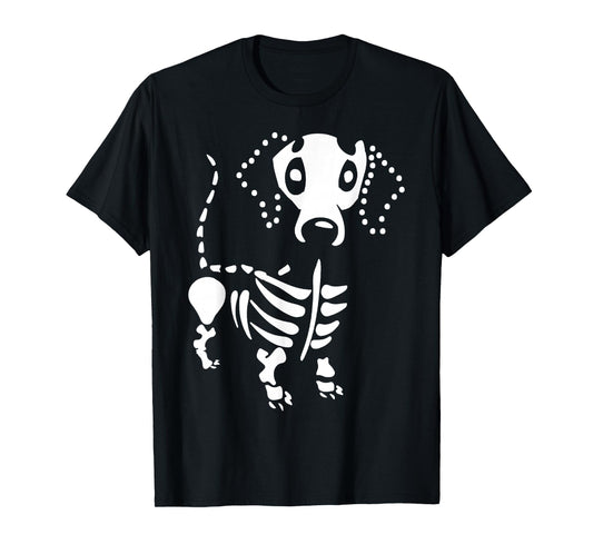 Dachshund Bone Skeleton Cute Wiener Dog Halloween Womens T-Shirt
