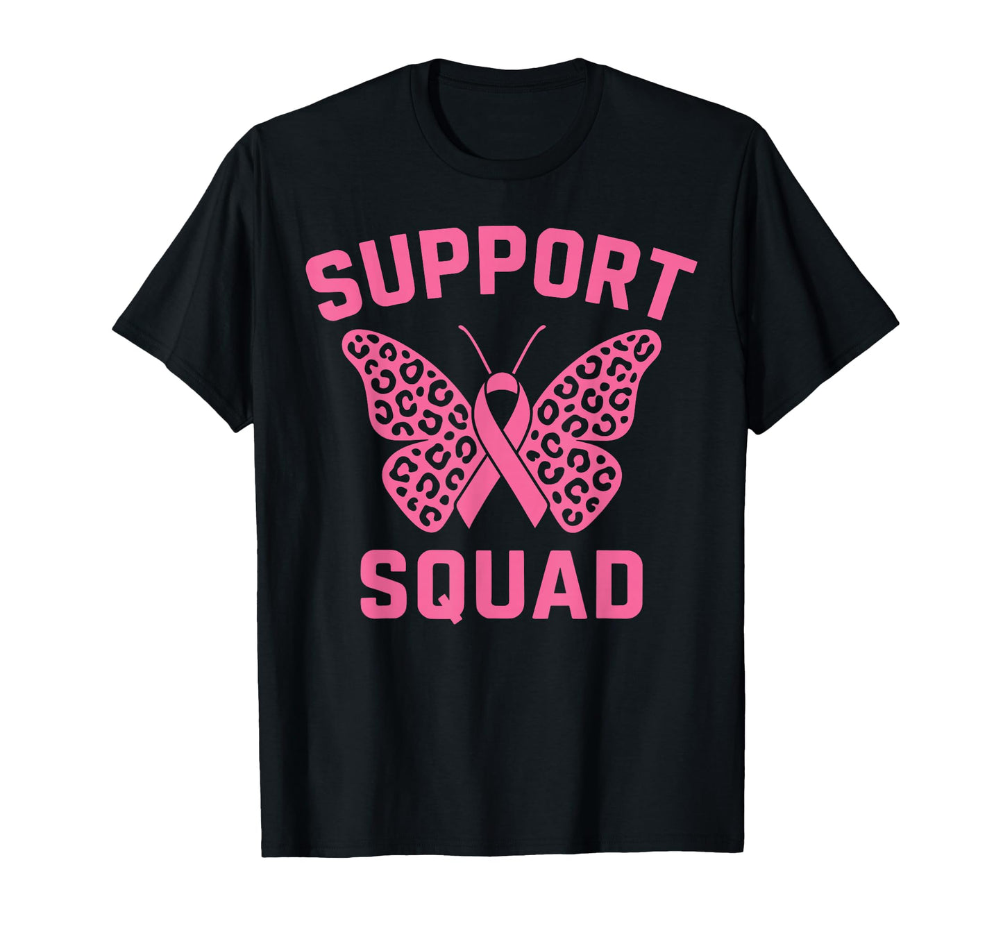 Breast Cancer Awareness Butterfly Support Squad Pink Ribbon T-Shirt