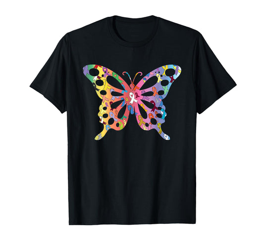 All Cancer Matters Awareness Butterfly All Ribbons T-Shirt