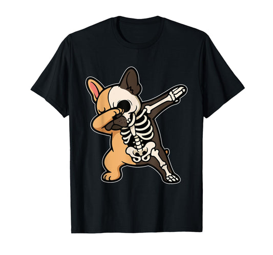 Dabbing French Bulldog Half Skeleton Halloween Owner Lover T-Shirt