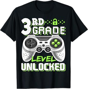3rd Grade Level Unlocked Video Game Back to School Boys T-Shirt