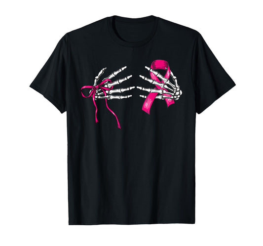 Skeleton Hand Check Your Boobs Funny Survivor Breast Cancer T-Shirt